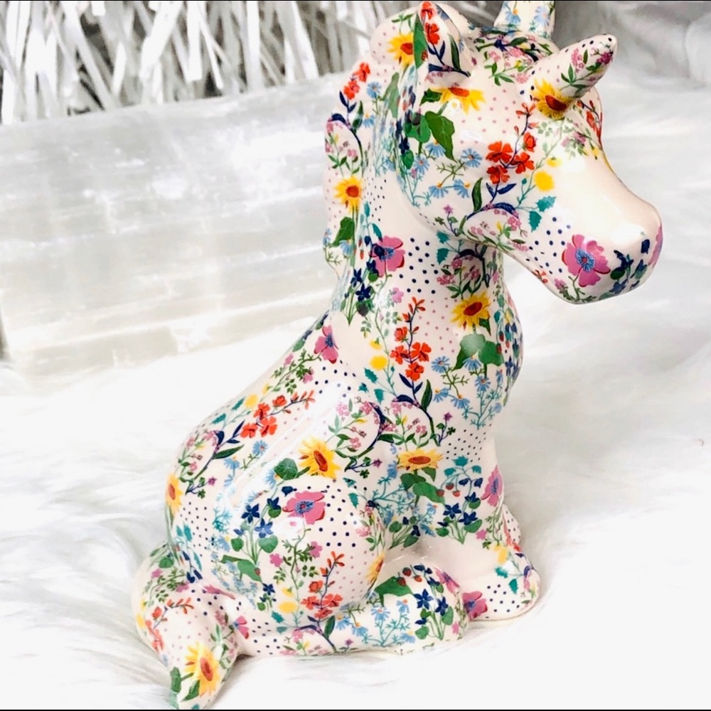 MAGICAL UNICORN Fantasy Flower Coin Piggy Bank Floral colorful Art And Fantasy - Picture 7 of 8